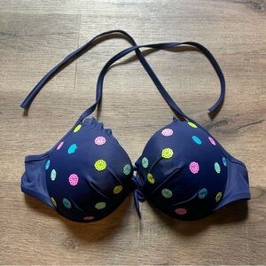 Victoria's Secret Navy Floral Dot Bikini Top 36DD